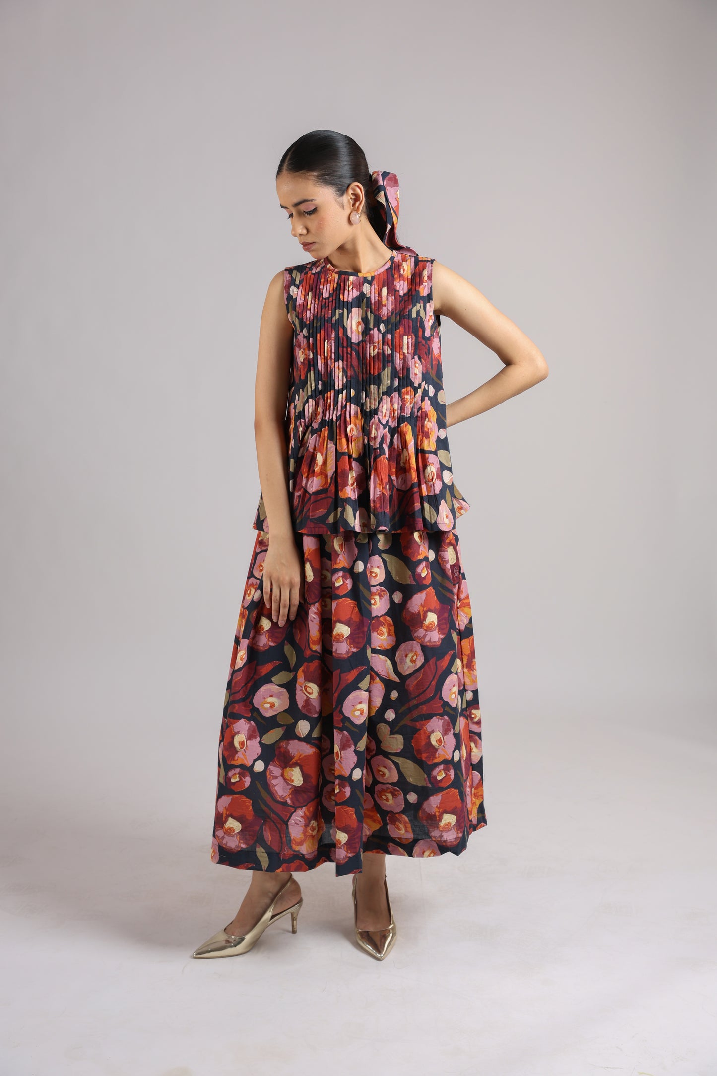 Black Floral Skirt and top