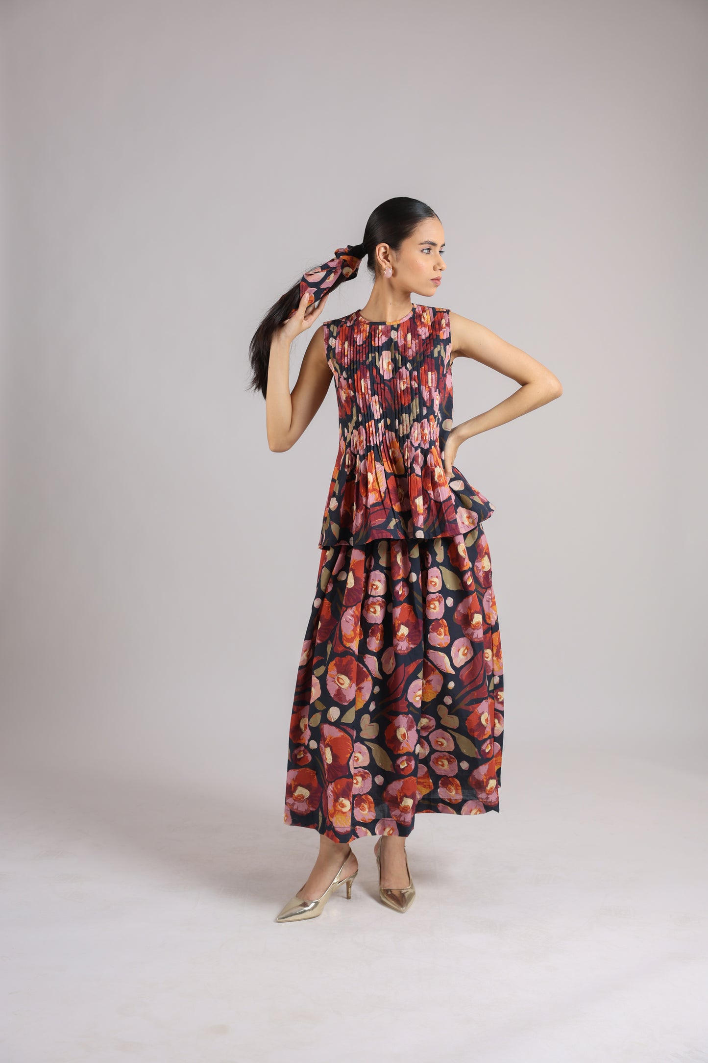 Black Floral Skirt and top