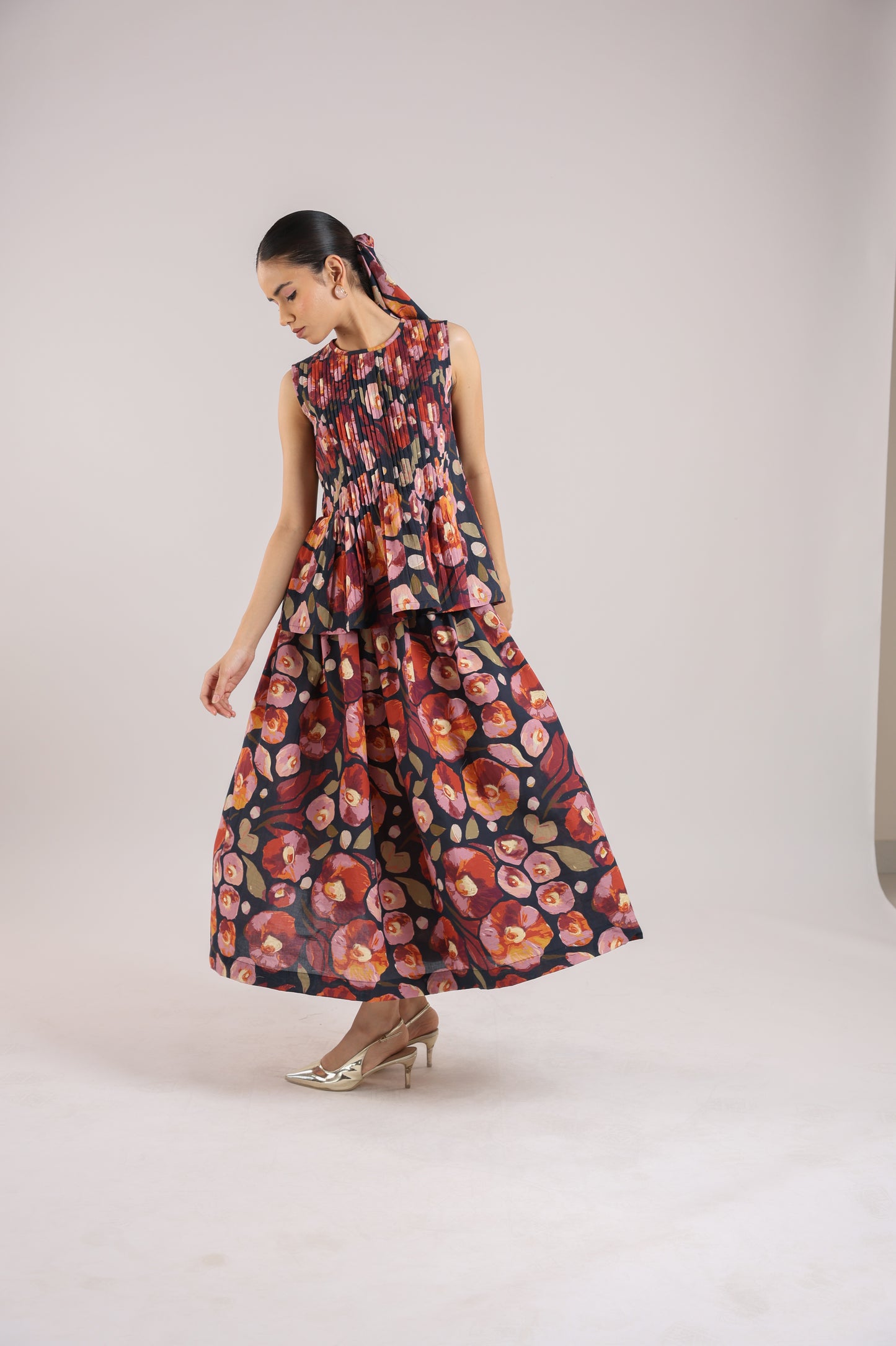 Black Floral Skirt and top