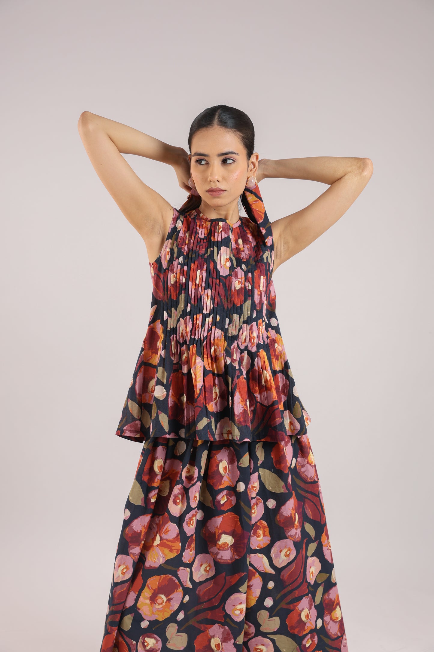 Black Floral Skirt and top