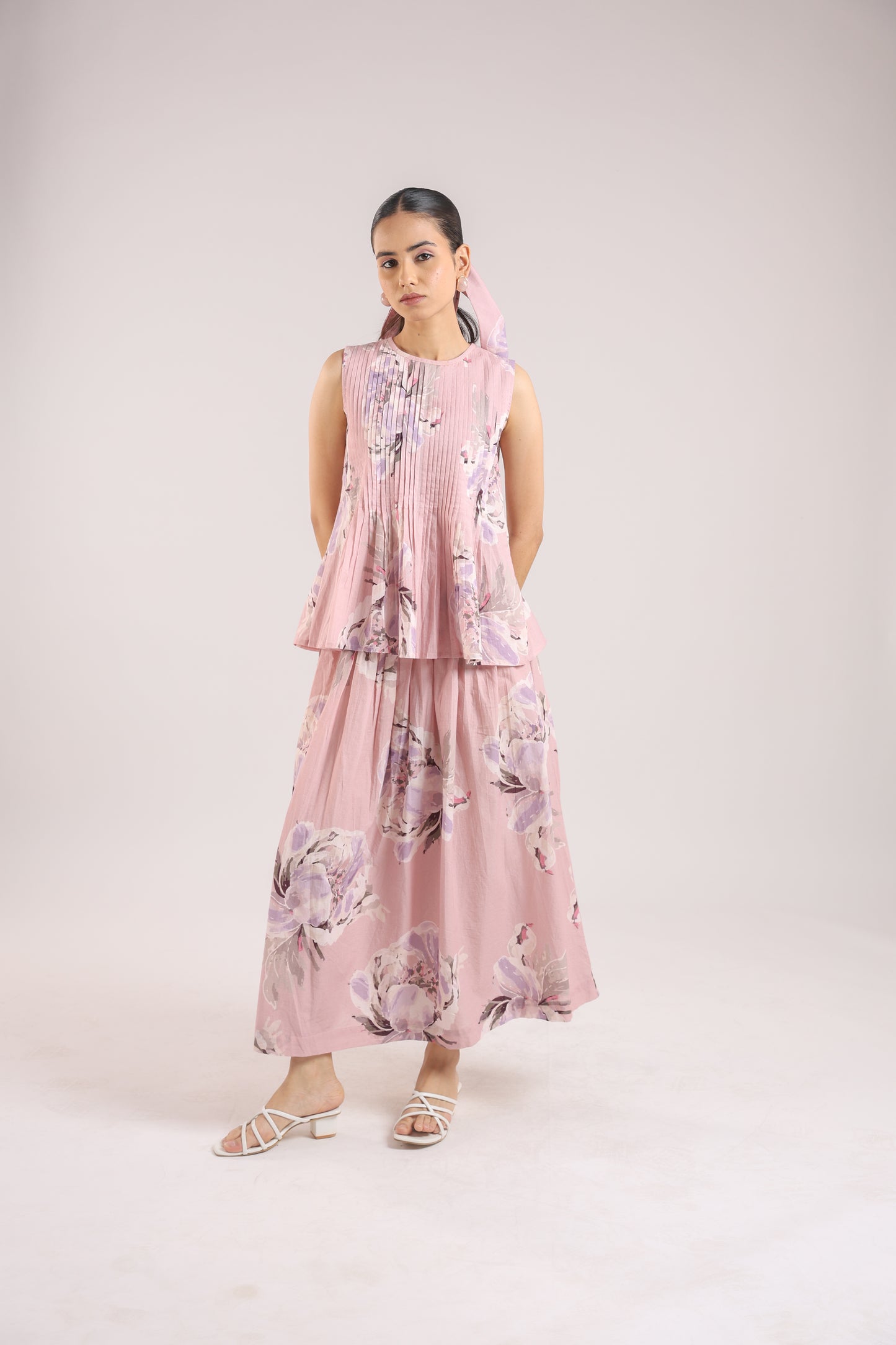 Dusty Rose Floral Top with skirt