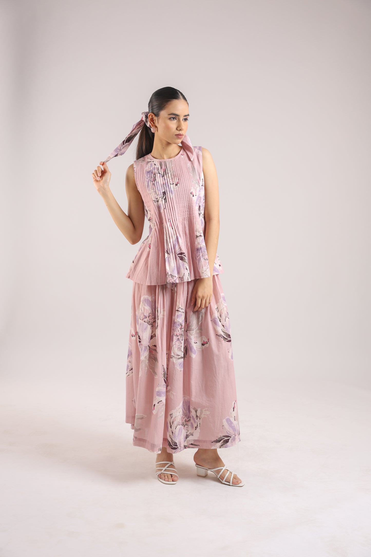 Dusty Rose Floral Top with skirt