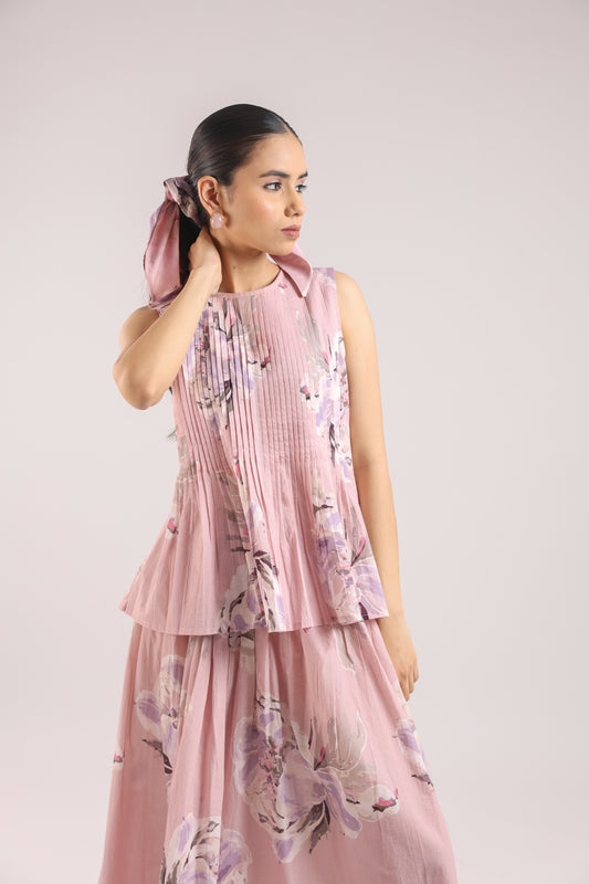 Dusty Rose Floral Top with skirt