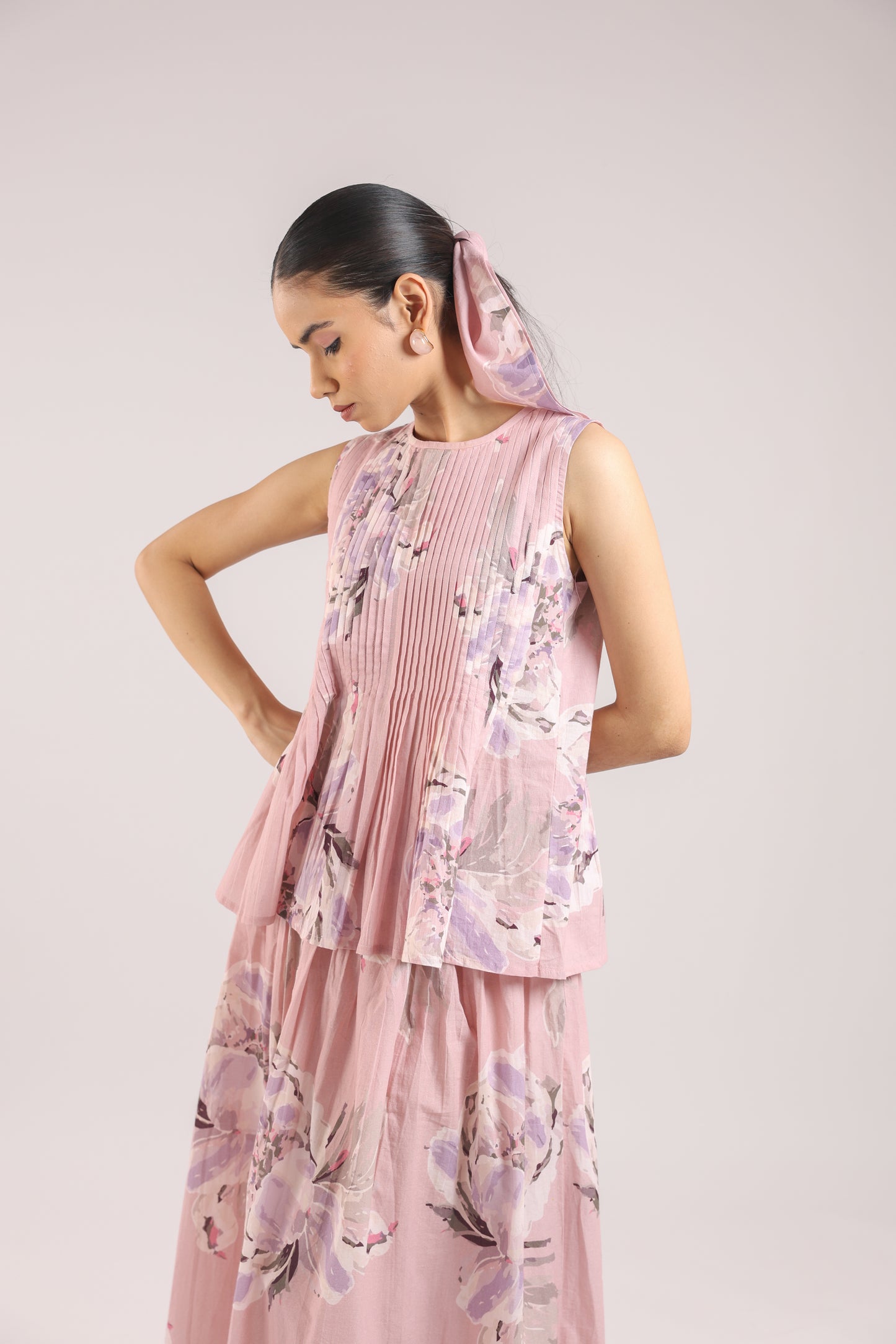 Dusty Rose Floral Top with skirt