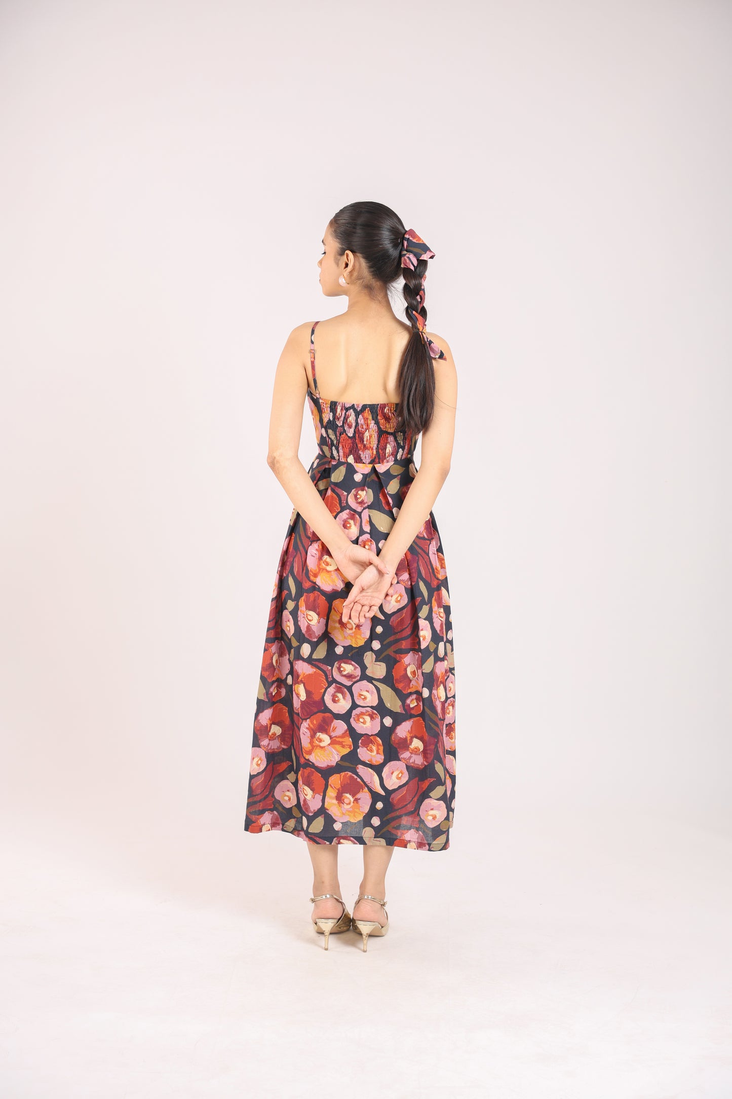 Black Floral Strappy Corset Dress