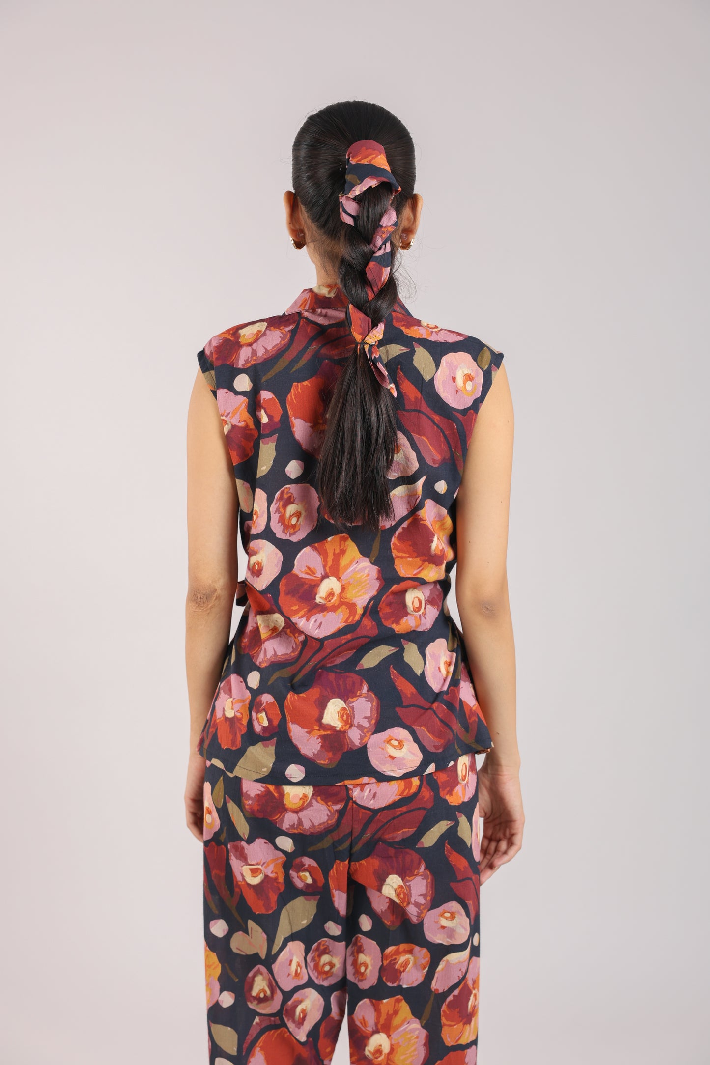 Black floral tie-on co-ord