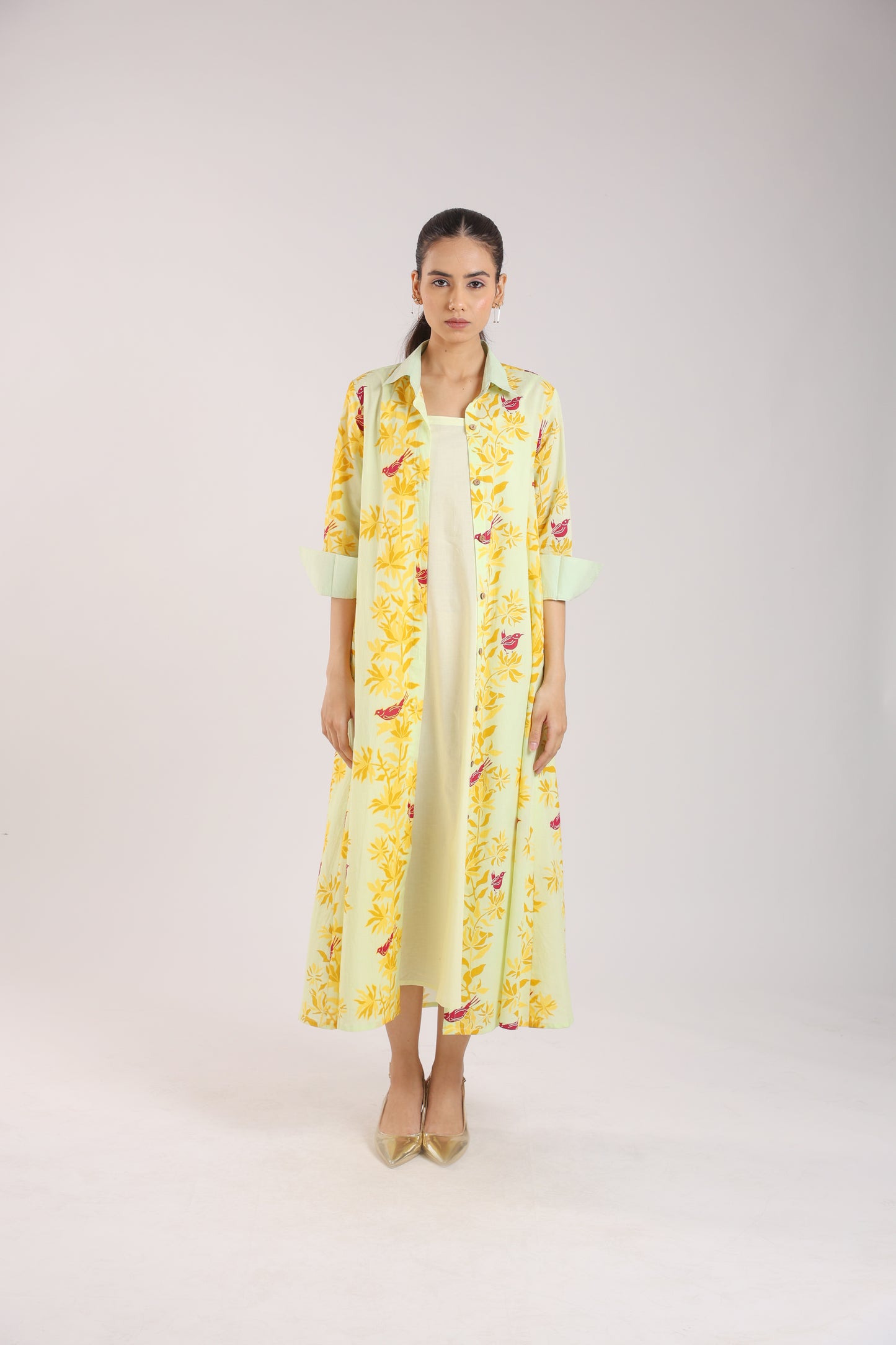 Matcha Green Shirt Dress Paired with a Slip.