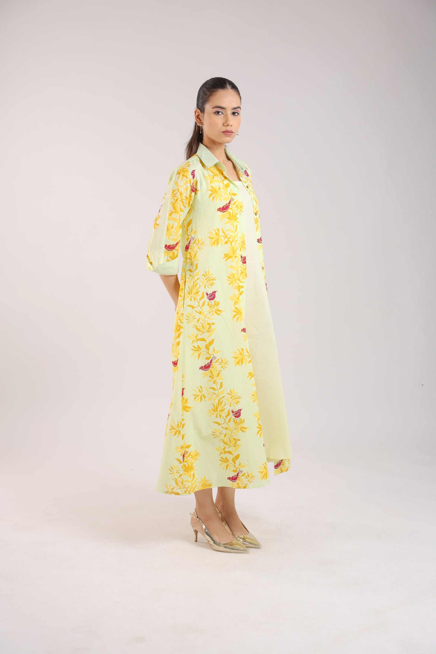 Matcha Green Shirt Dress Paired with a Slip.