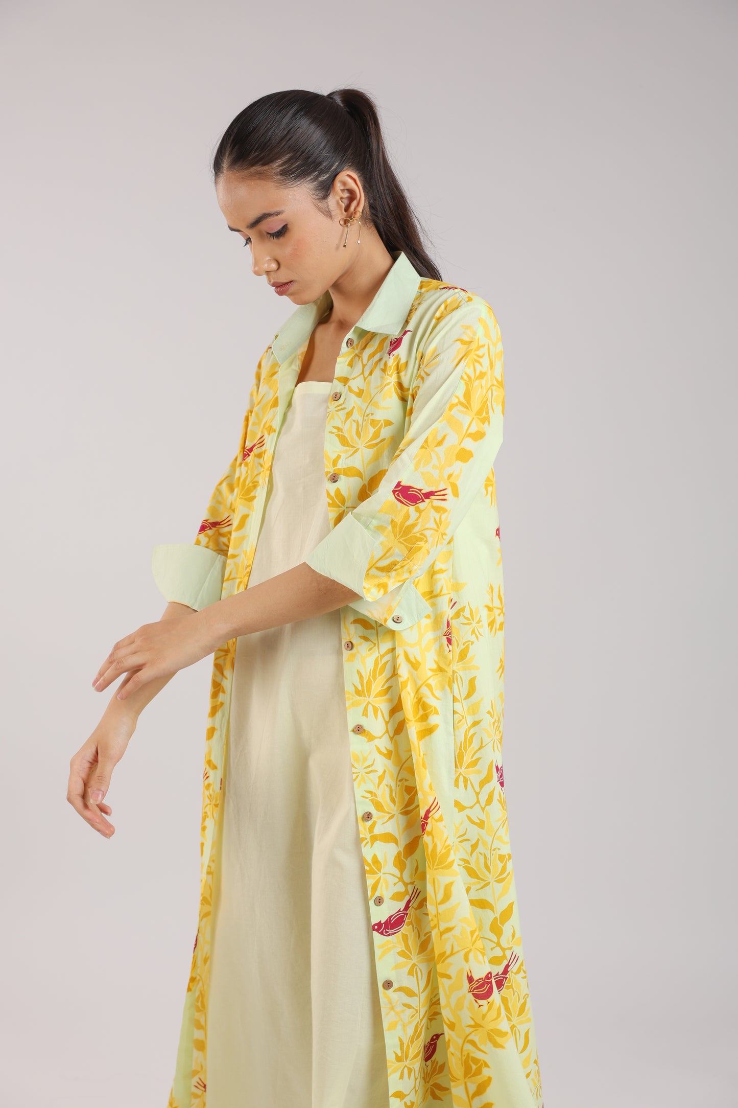 Matcha Green Shirt Dress Paired with a Slip.