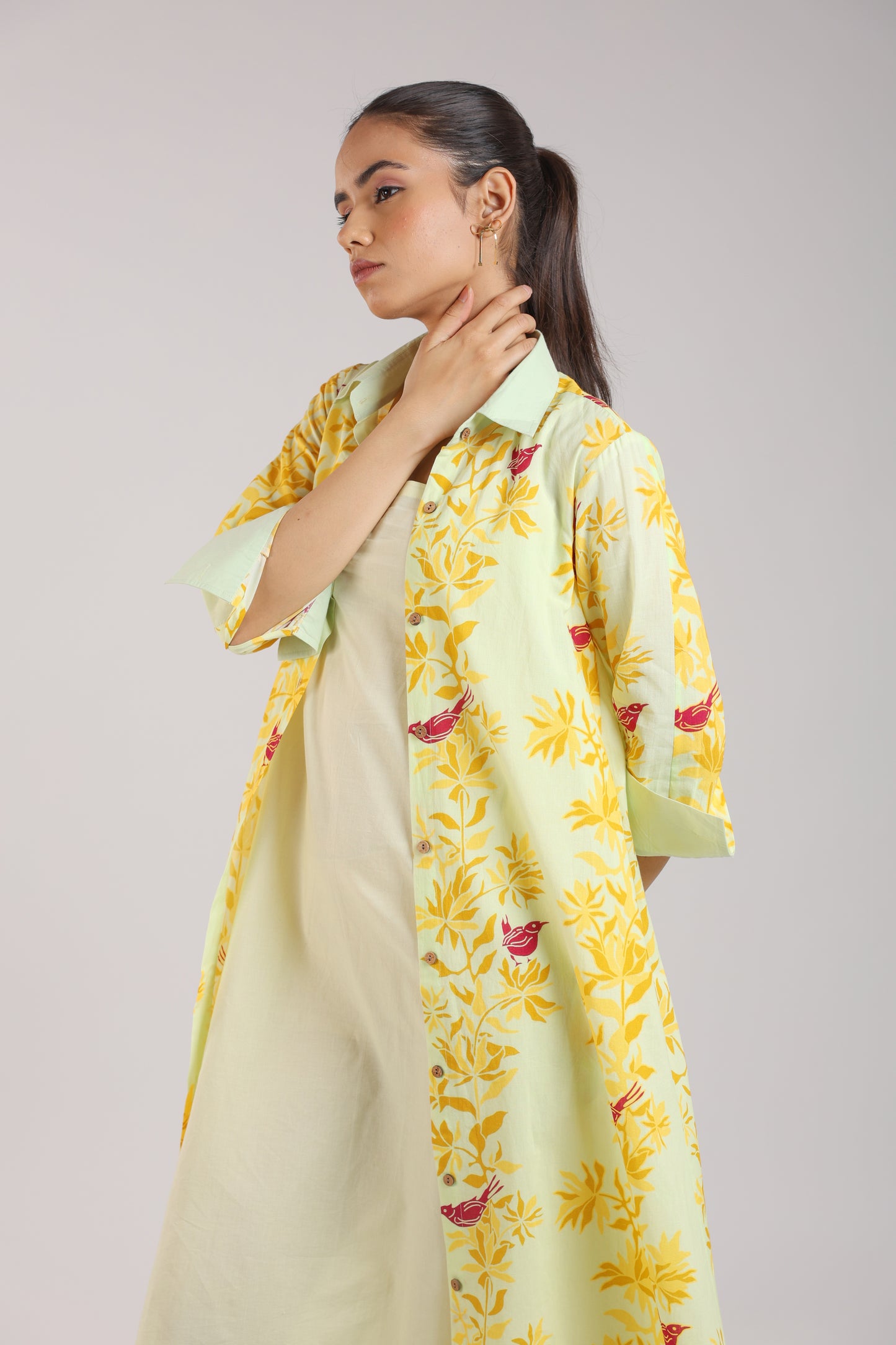 Matcha Green Shirt Dress Paired with a Slip.