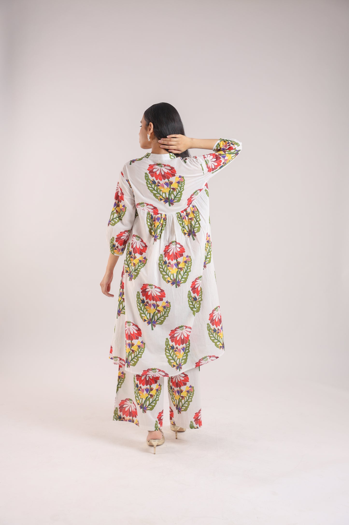 White Floral Kurta Set