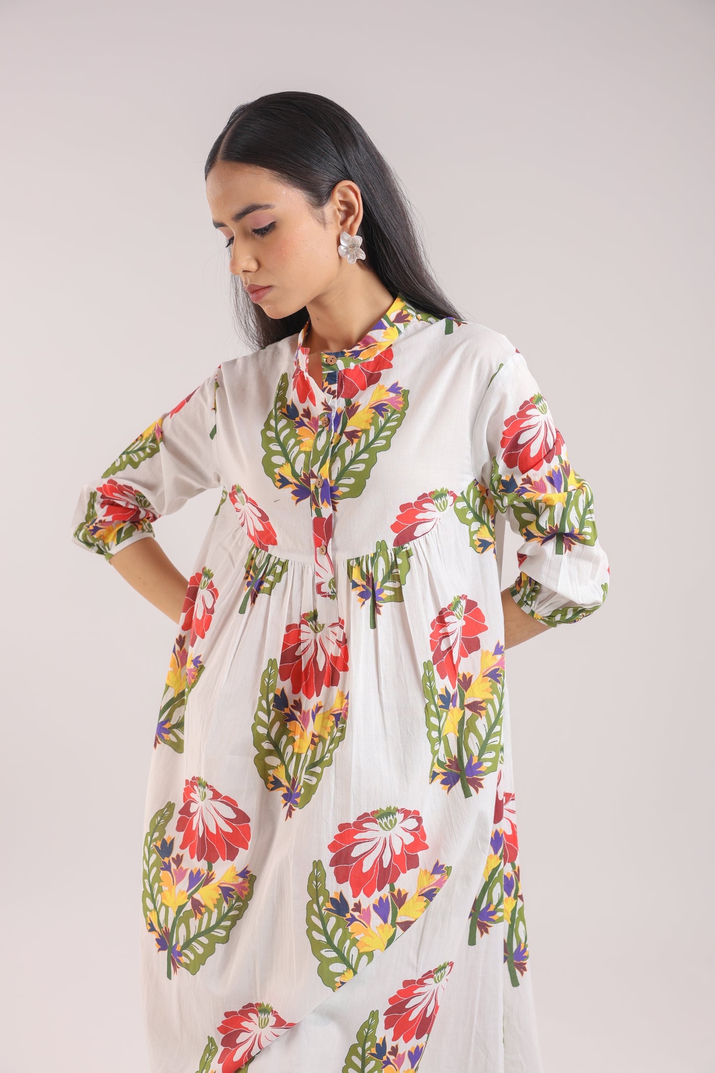 White Floral Kurta Set