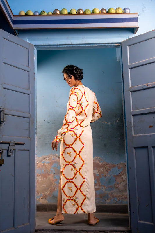 Milk yellow long dress for women