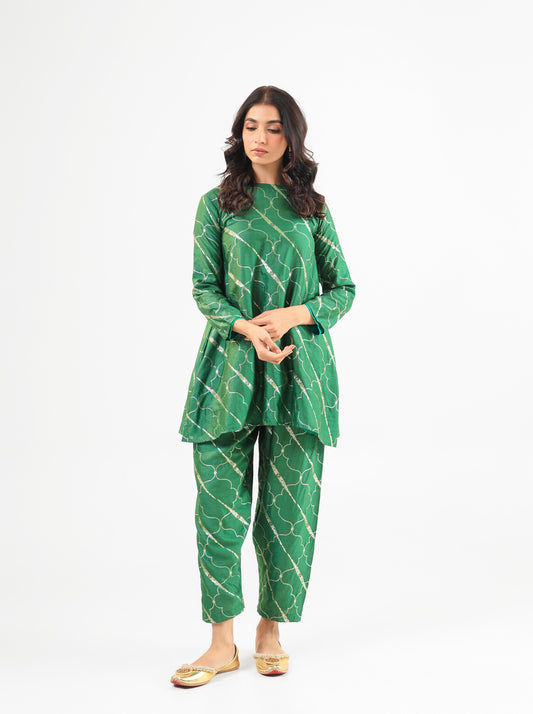 Deep Green Banarasi Kurta Set with Salwar Pants