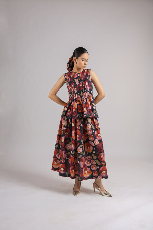 Black Floral Skirt and top
