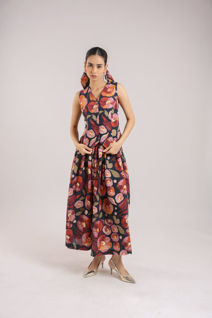 Black Floral Waist coat with skirt