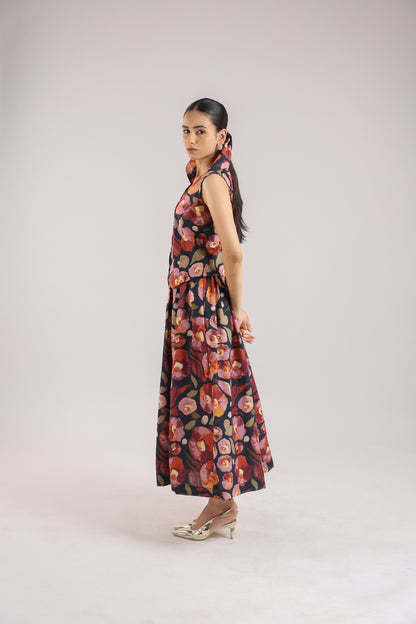 Black Floral Waist coat with skirt
