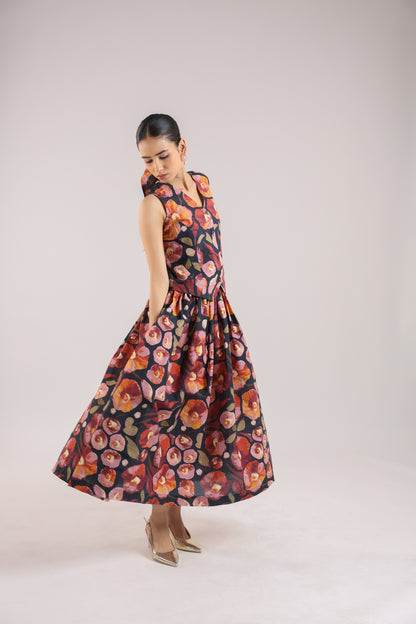 Black Floral Waist coat with skirt