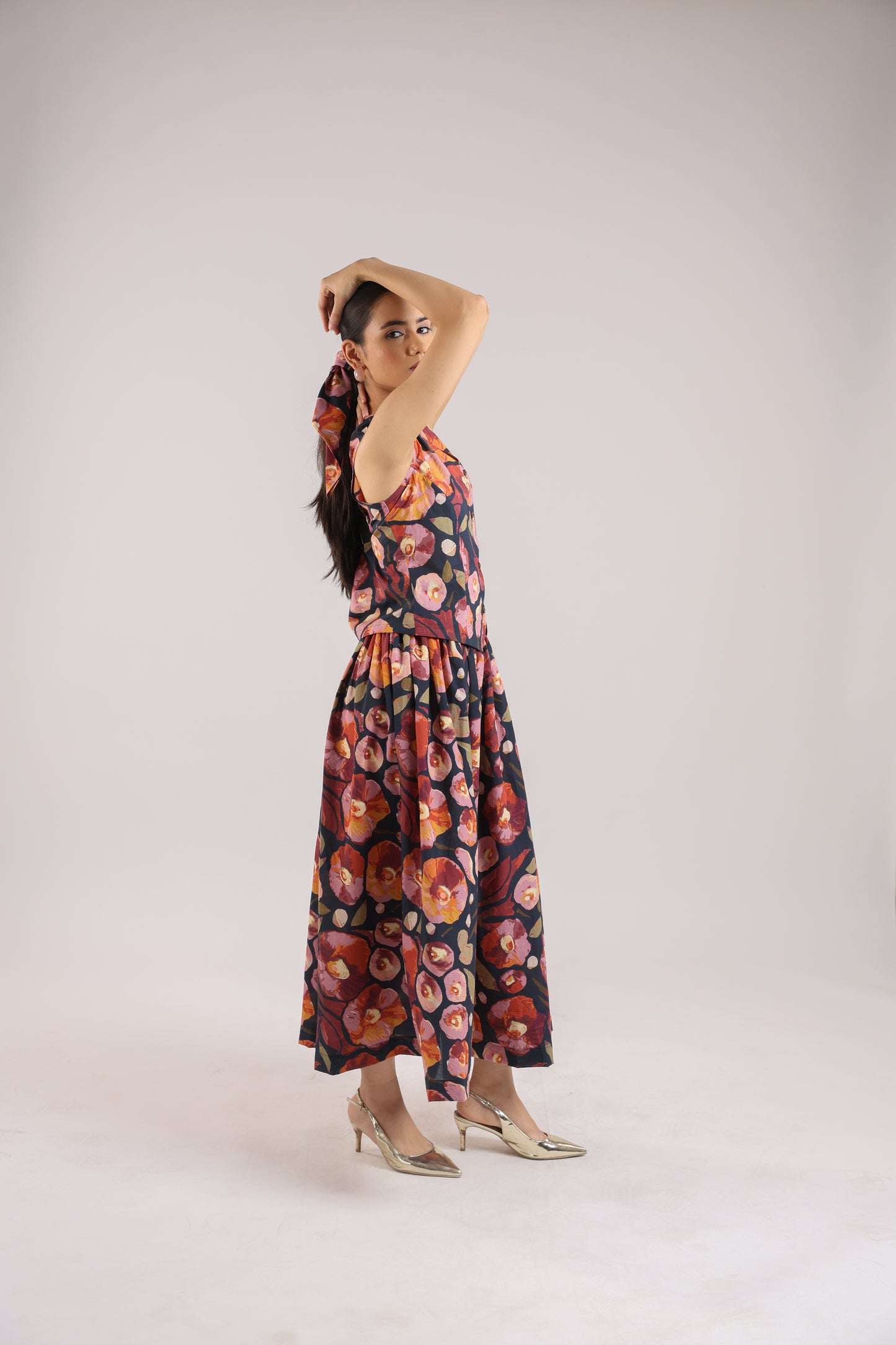 Black Floral Waist coat with skirt