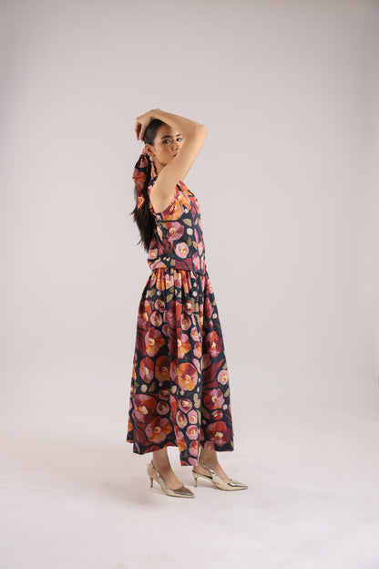 Black Floral Waist coat with skirt