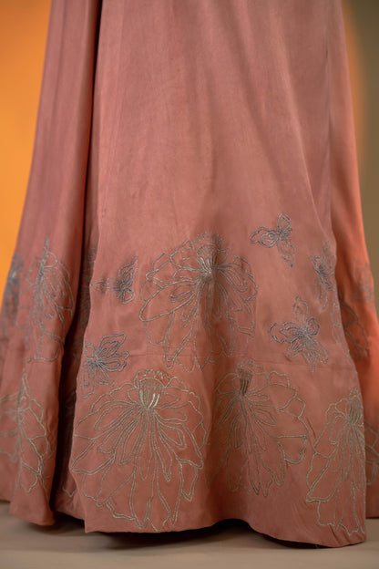 Peach Lehenga with Intricate Hand Embroidery