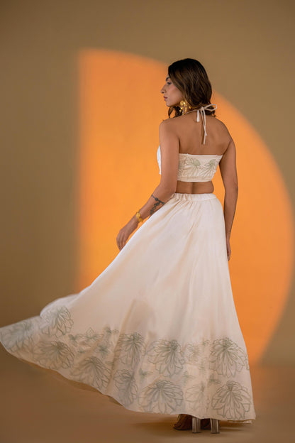 Off-White Lehenga with Hand Embroidery