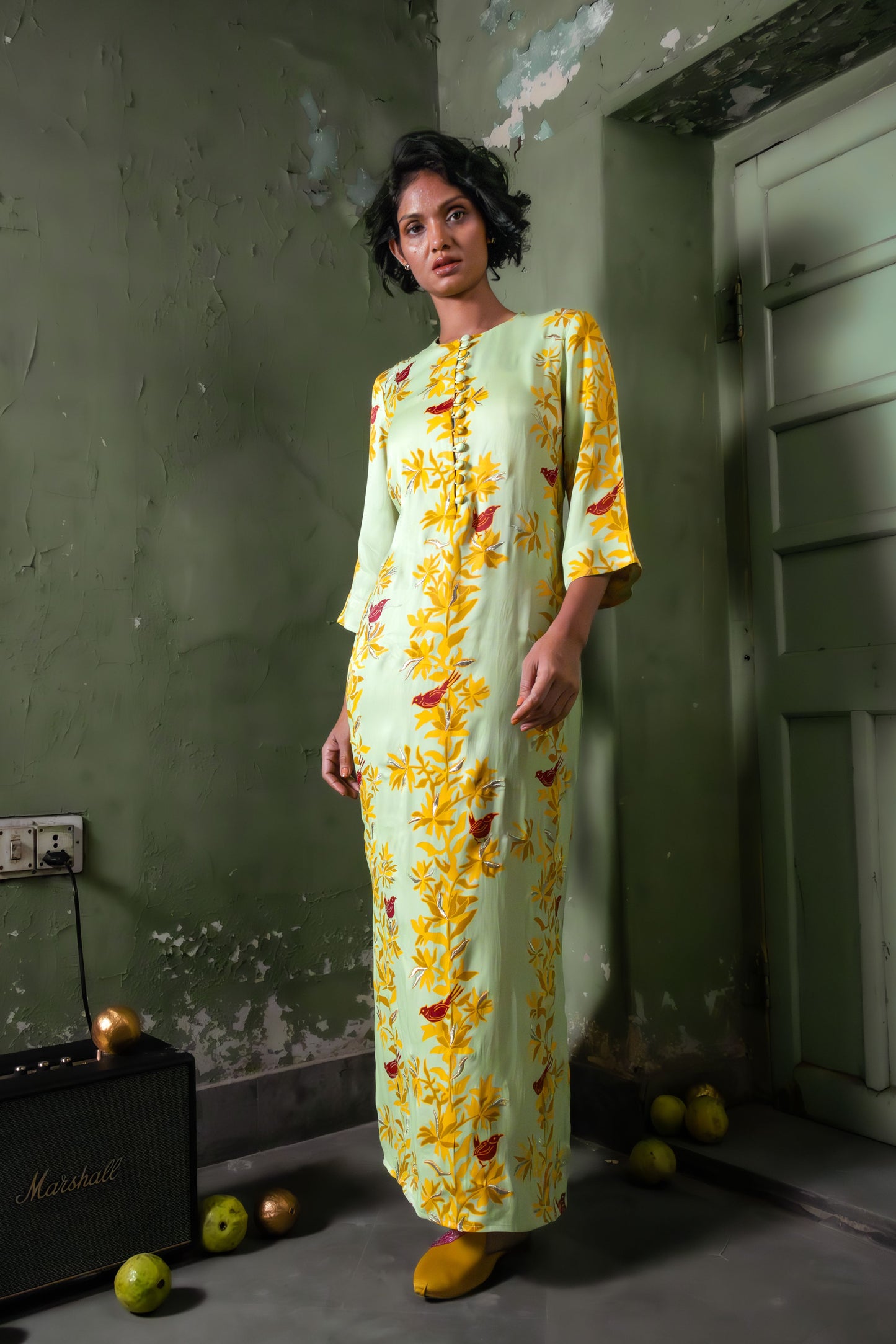 Matcha green long dress for women