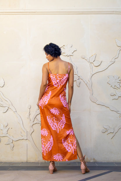 Orange long dress for women