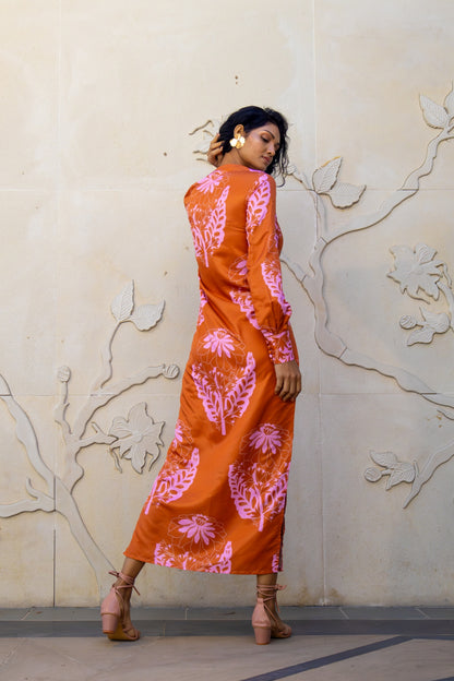 Orange long dress for women