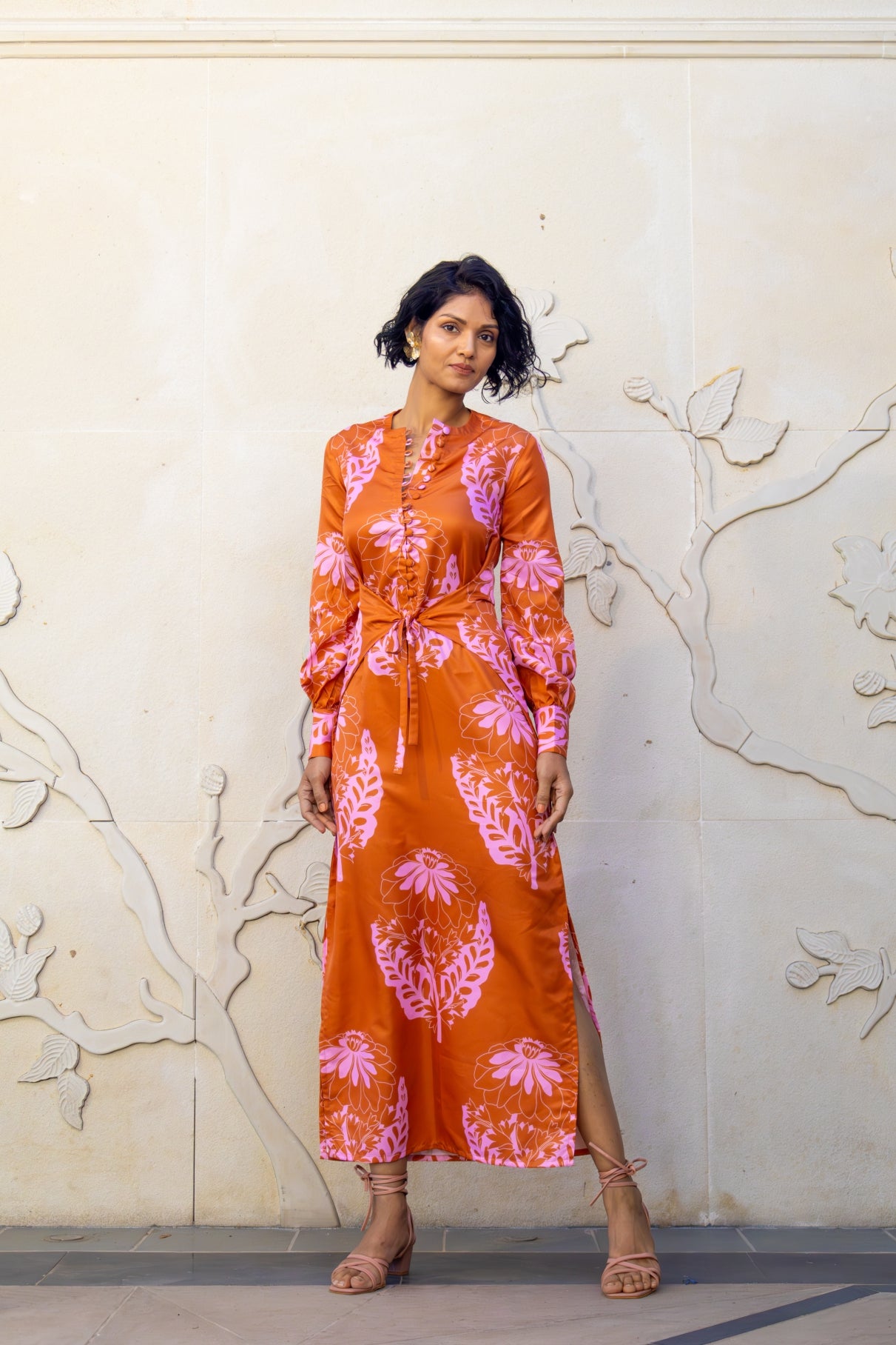 Orange long dress for women