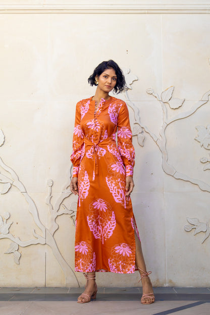 Orange long dress for women