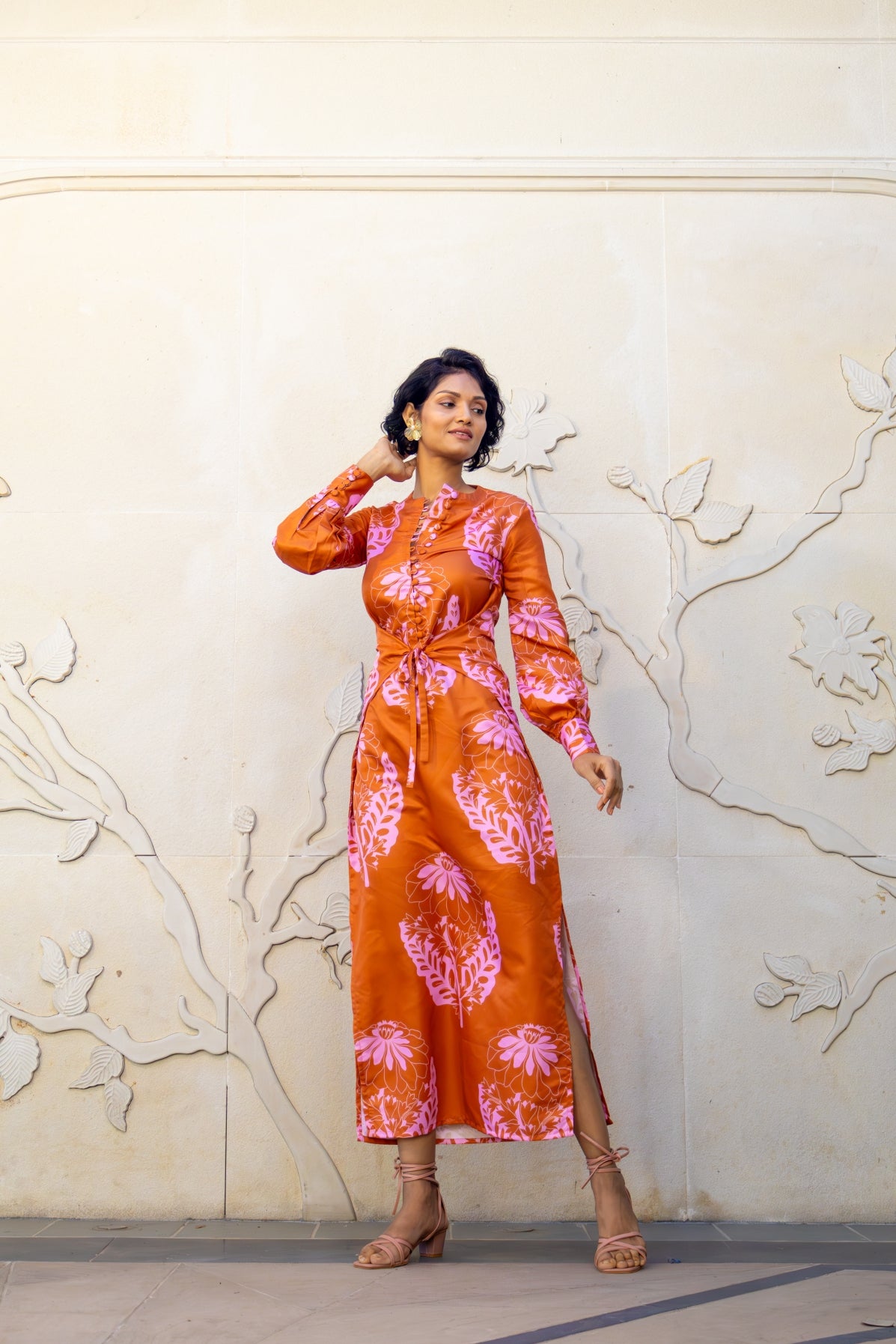 Orange long dress for women