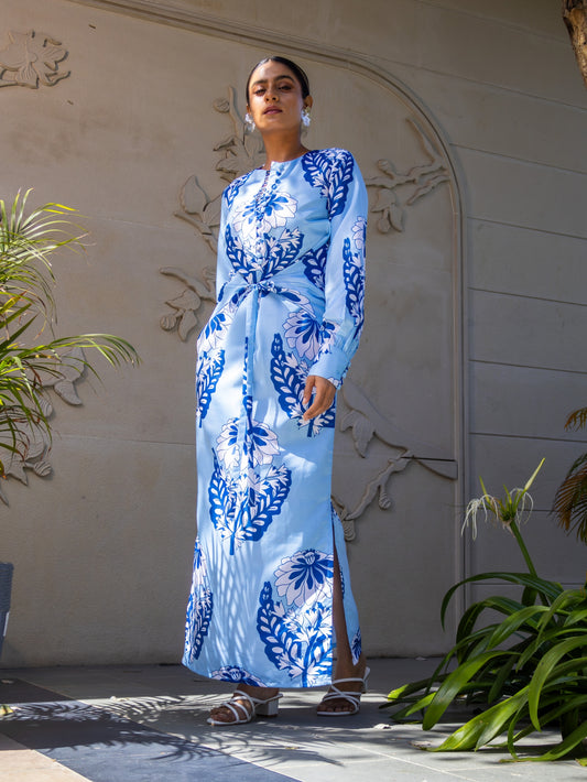 Ice blue long dress for women